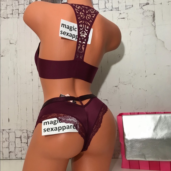 VS 32D PUSH-UP BRA S PANTY SET RACERBACK V PLUNGE - Picture 2 of 2